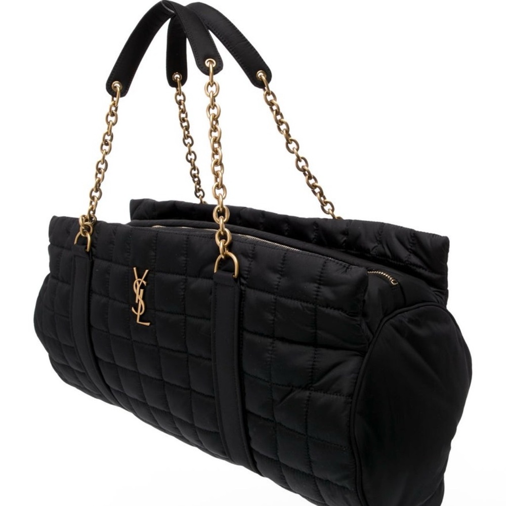 Yves Saint Laurent Black Quilted Shoulder Bag with Gold Chain